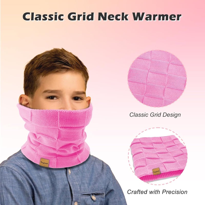 Vogium Kids Double-layer Knit Neck Warmer Gaiter | Thermal Fleece Face Cover for 6-14 Year Olds Boys Girls | Ski, Play - Image 3